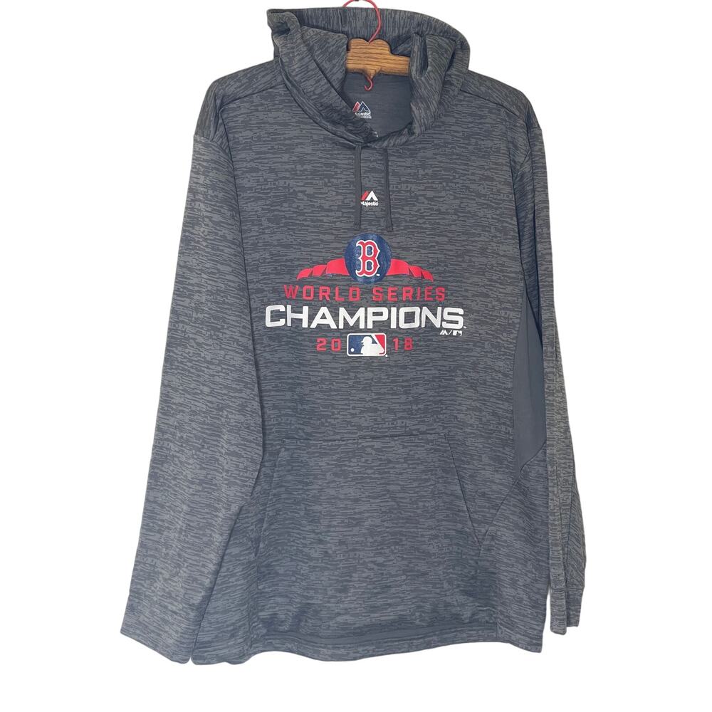 Mens Boston Red Sox MLB World Series Authentic Majestic Sweatshirt Hoodie Grey L